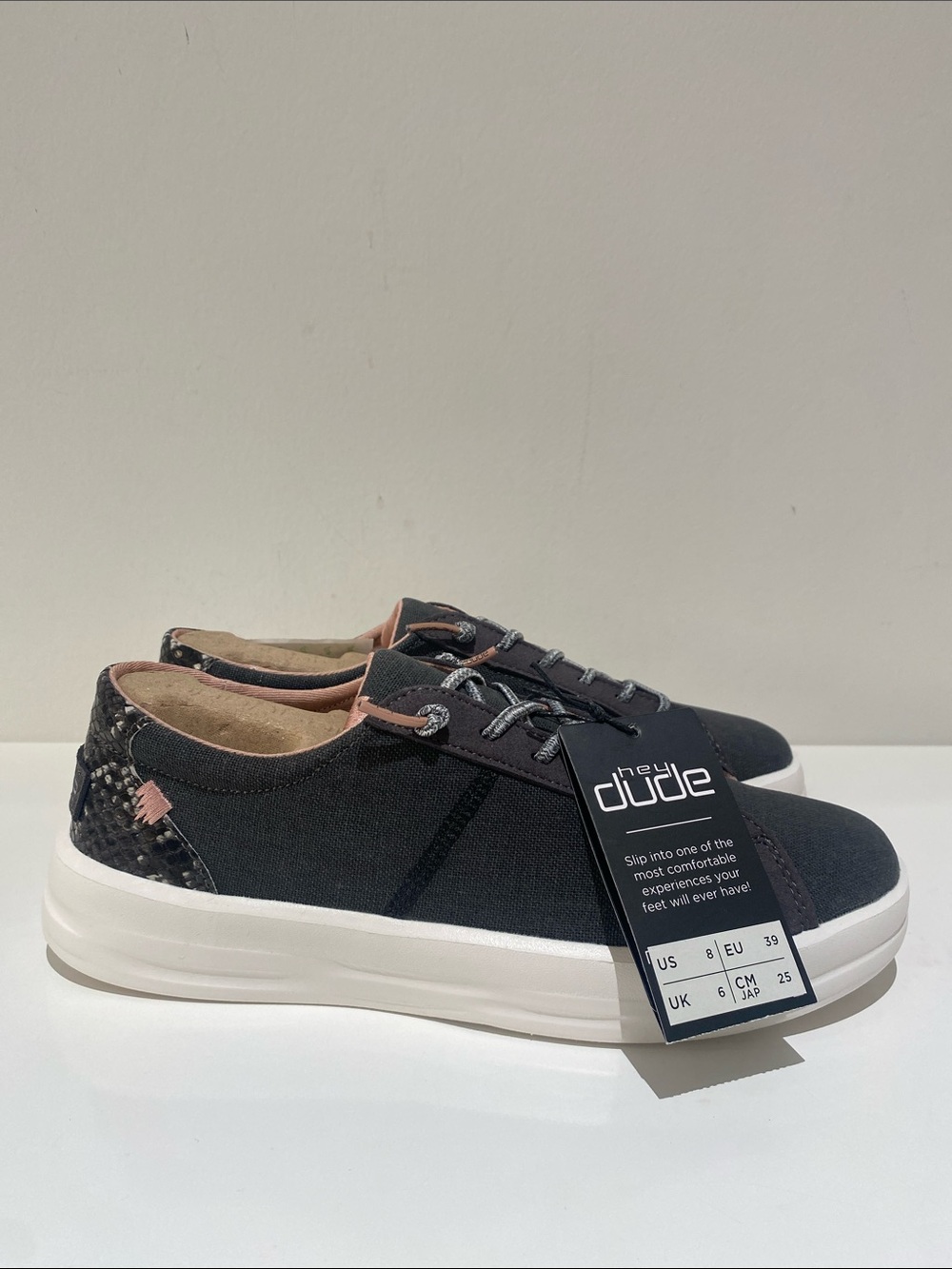 NWT Hey Dude Karina Sneakers Shoes Gray and Pink Size 8